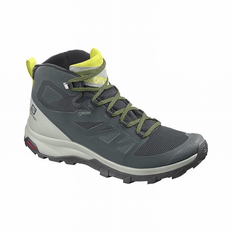 SALOMON OUTLINE MID GORE-TEX Philippines - Men's Hiking Boots - Green/Grey | 273541-BAE